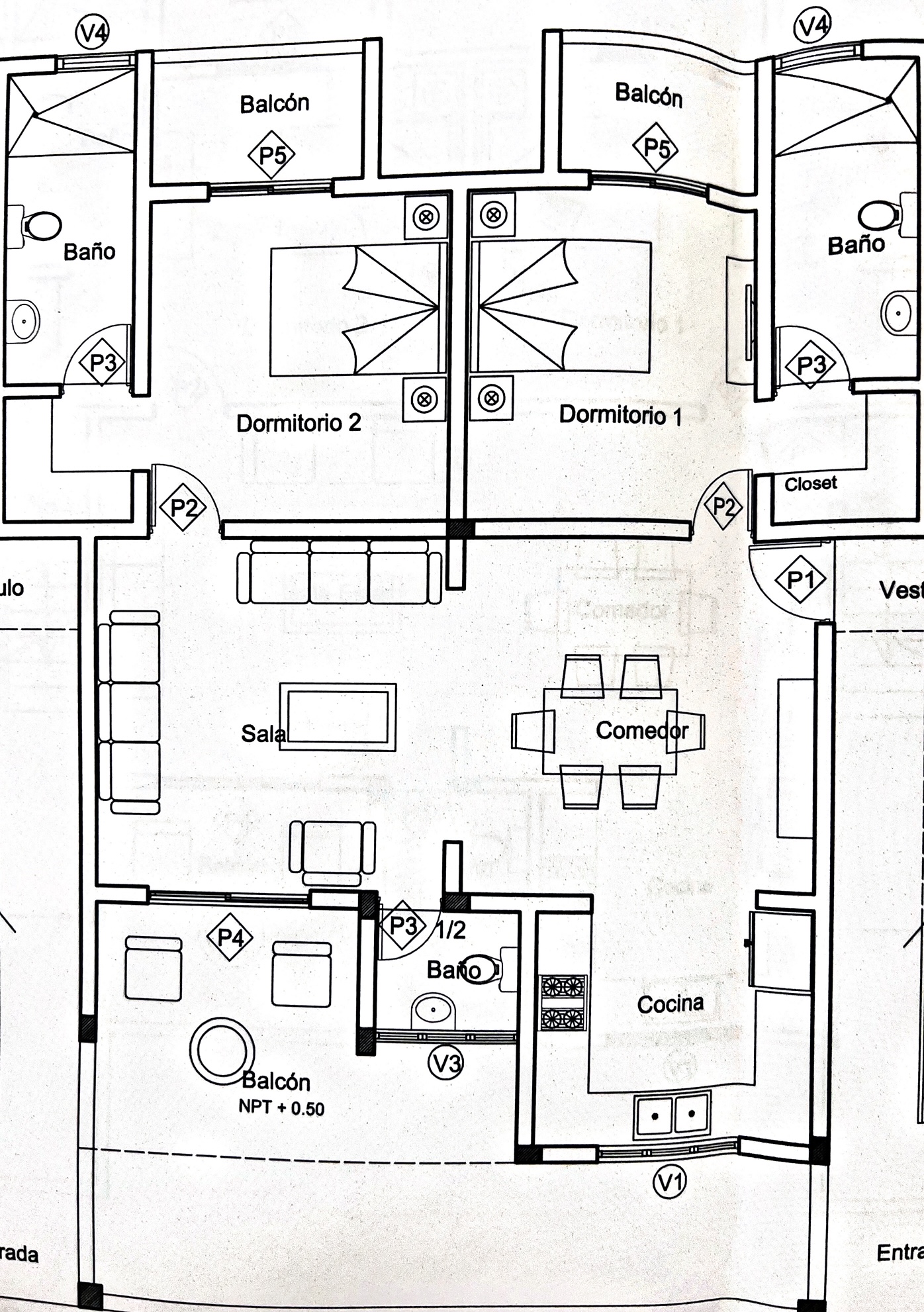 Floor plan for Ocean Rocks apartment H1